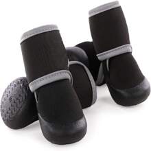 Dog Shoes, Dog Shoes For Injured Paws, Dog Boots Paw Protector, Adjustable Non-Slip Dog Shoes With Reflective Strip, Suitable For Small Medium And Large Dogs, 4 Pieces - Black - View 1