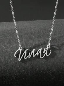 Name Necklace Personalized Nameplate Necklace Exquisite Gift For Mother And Girlfriend - Silver - View 27