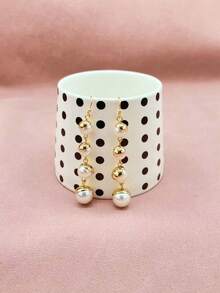 1對新品優雅時尚的仿珍珠流蘇耳環,適用於女性 - 彩色 - 查看 4