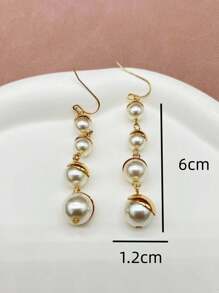 1對新品優雅時尚的仿珍珠流蘇耳環,適用於女性 - 彩色 - 查看 1