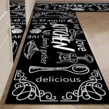 Kitchen Long Floor Mat, Anti-Skid, Water & Oil Absorption, Easy Clean Door Mat, Floor Carpet ,Room Decor - Black and White - View 2