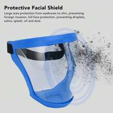 1pc Protective Facial Shield, Safety Elastic Belt Detachable Face Shield Transparent Clear For Dust,Anti-Fog Full Face Active Shields Protection Visible Expression Transparent Breathable Comfortable Adults Reusable - Blue Frame - View 2