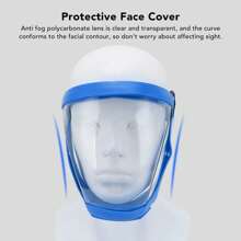 1pc Protective Facial Shield, Safety Elastic Belt Detachable Face Shield Transparent Clear For Dust,Anti-Fog Full Face Active Shields Protection Visible Expression Transparent Breathable Comfortable Adults Reusable - Blue Frame - View 5