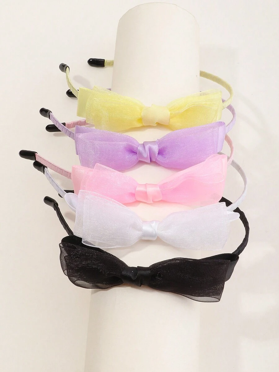 Set de 5 diademas con lazo de malla para niñas - Multicolor - Ver 1