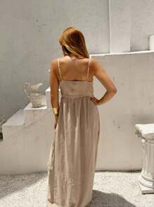 Women Dresses - 卡其色 - 查看 4