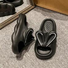 Black Cute Rabbit Slippers, Sweet And Cute Style, Big Ears Rabbit, Cute Summer Slippers, Non-Slip Soles, Thick Soles For Heightening - Black - View 3