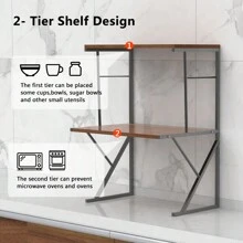 Countertop Microwave Rack Storage Shelving Unit, Small Oven Shelf Microwave Stand, Printer Stand For Desktop Storage Organizer