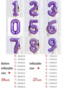 1pc PEVA Balloon, Number Shaped Decorative Balloon For Party,Christmas - Purple - View 2