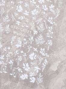 2pcs White Leaf Nail Stickers Cute Small Flower 3D Nail Art Decorations Self-Adhesive Slider Manicure Tattoo Tool DIY