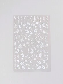 2pcs White Leaf Nail Stickers Cute Small Flower 3D Nail Art Decorations Self-Adhesive Slider Manicure Tattoo Tool DIY