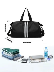Men Striped Duffle Bag, Bag for School for CollegeTravel BagholidayLuggage BagWeekend BagOvernight Bag - Black - View 4