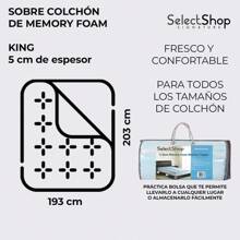 Sobre Colchon Memory Foam King Colchoneta Sobrecolchon De Espuma Sobrecama Super Suave con 5 zonas de Confort Cubrecolchon Prolonga La Vida de tu Colchón Sobrecolchon De Gel Ventilado - Azul - Ver 7