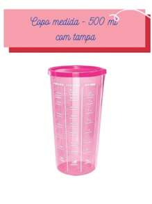 Copo De Medida Graduado Rosa Medidor 500 Ml Com Tampa - Damasco - Visão 5