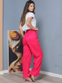 Women Pants - 玫紅色 - 查看 6