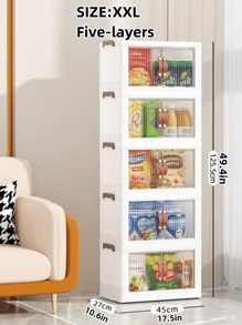 1入網狀透明雙門推拉式收納箱,帶活動輪,大容量,可多方位收納衣物、玩具等,適用於客廳、臥室、書房、辦公室等多種場景 - 白色 - 查看 8