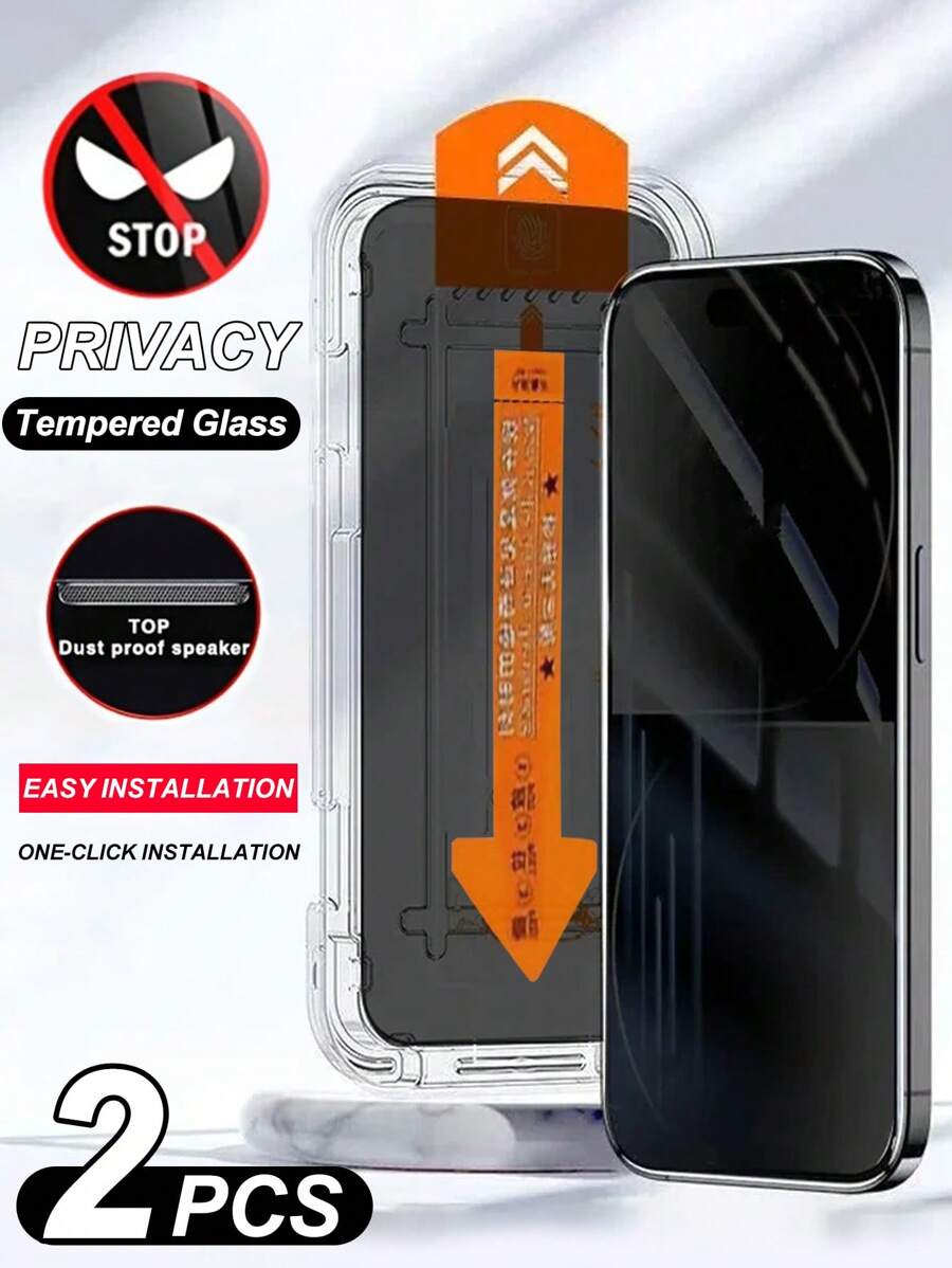 2 Miếng Kính Cường Lực Chống Gián Điệp Cài Đặt Một Lần Nhấp Tương Thích Với Iphone Tương Thích Với IPhone 16/16 Plus/16 Pro/16 Pro Max/15/15Pro/15 Plus/15 Pro Max Quà Tặng Cho Sinh Nhật, Gia Đình, Bạn Bè Miếng Dán Màn Hình Điện Thoại, Phụ Kiện Điện Thoại