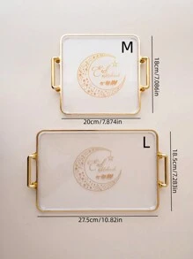 1pc Ramadan Pattern Tray, Decorative Serving Tray For Cakes, Fruits, Snacks, Tableware, Suitable For Celebrations, Weddings - Clear - View 2