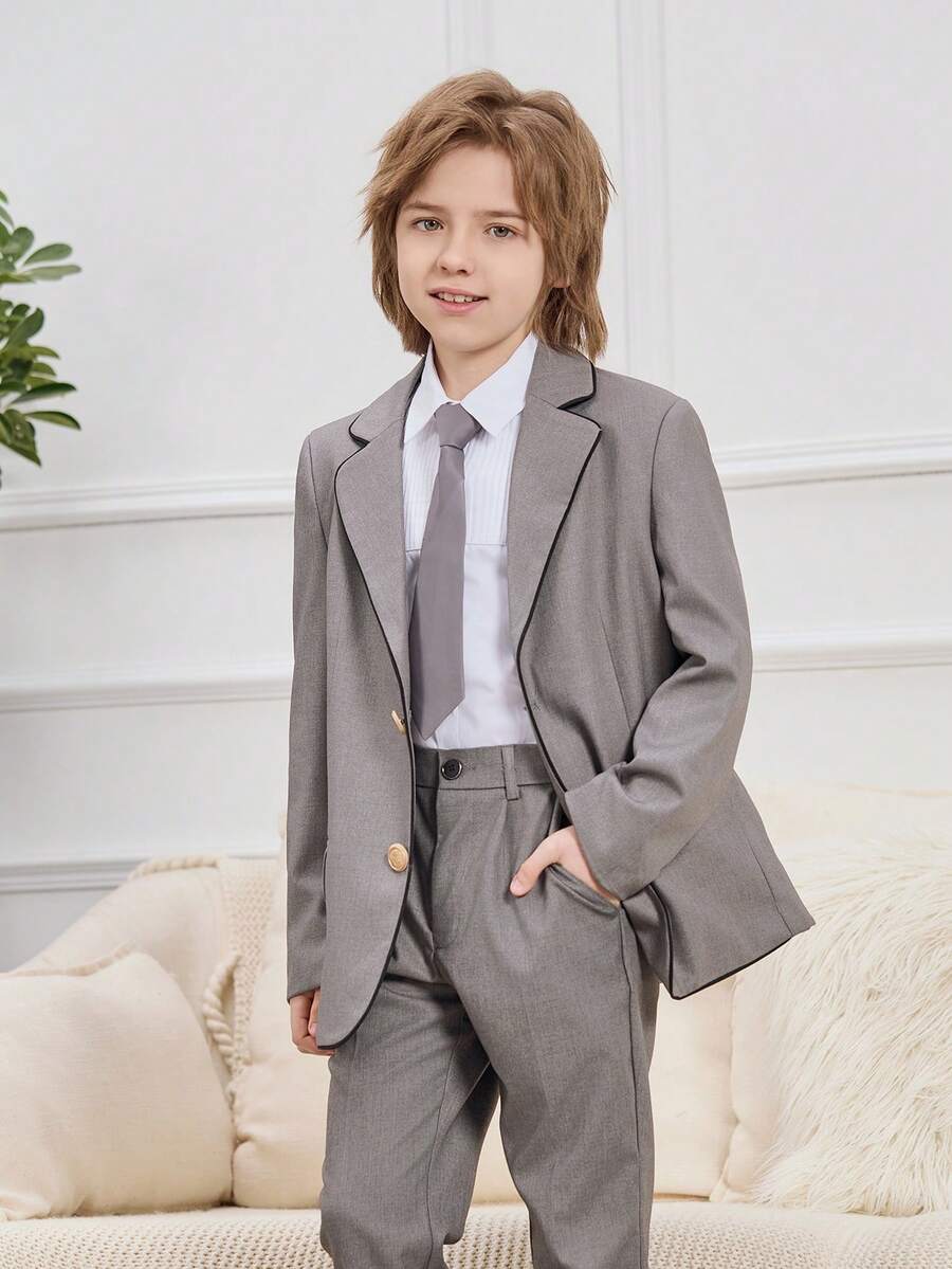 Abito Formale Con Cravatta Per Ragazzo Tween, Adatto Per Uniformi Scolastiche, Occasioni Formali, Look Da Gentiluomo, Festival, Feste E Vita Quotidiana