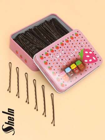100pcs Women's Basic Wavy Hairpins With Metal Clip, Classic & Fashionable Black Bobby Pin, Suitable For Daily Use Casual Valentine's Day Valentines Hair Clips Claw Clips Hair Barrettes, School Stuff