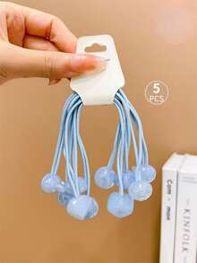 5入組彈性藍色雙頭髮圈,適用於女生