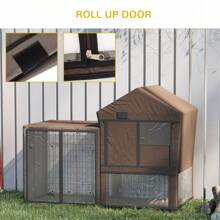 PawHut Rabbit Hutch Cover, Water-Resistant Pets Cage Protector, Breathable Guinea Pig Cage Cover - Brown - Brown - View 5
