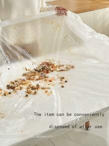 10pcs Clear Disposable Plastic Tablecloth Cover With Elastic Band For Dining, Birthday Party - Clear - View 6