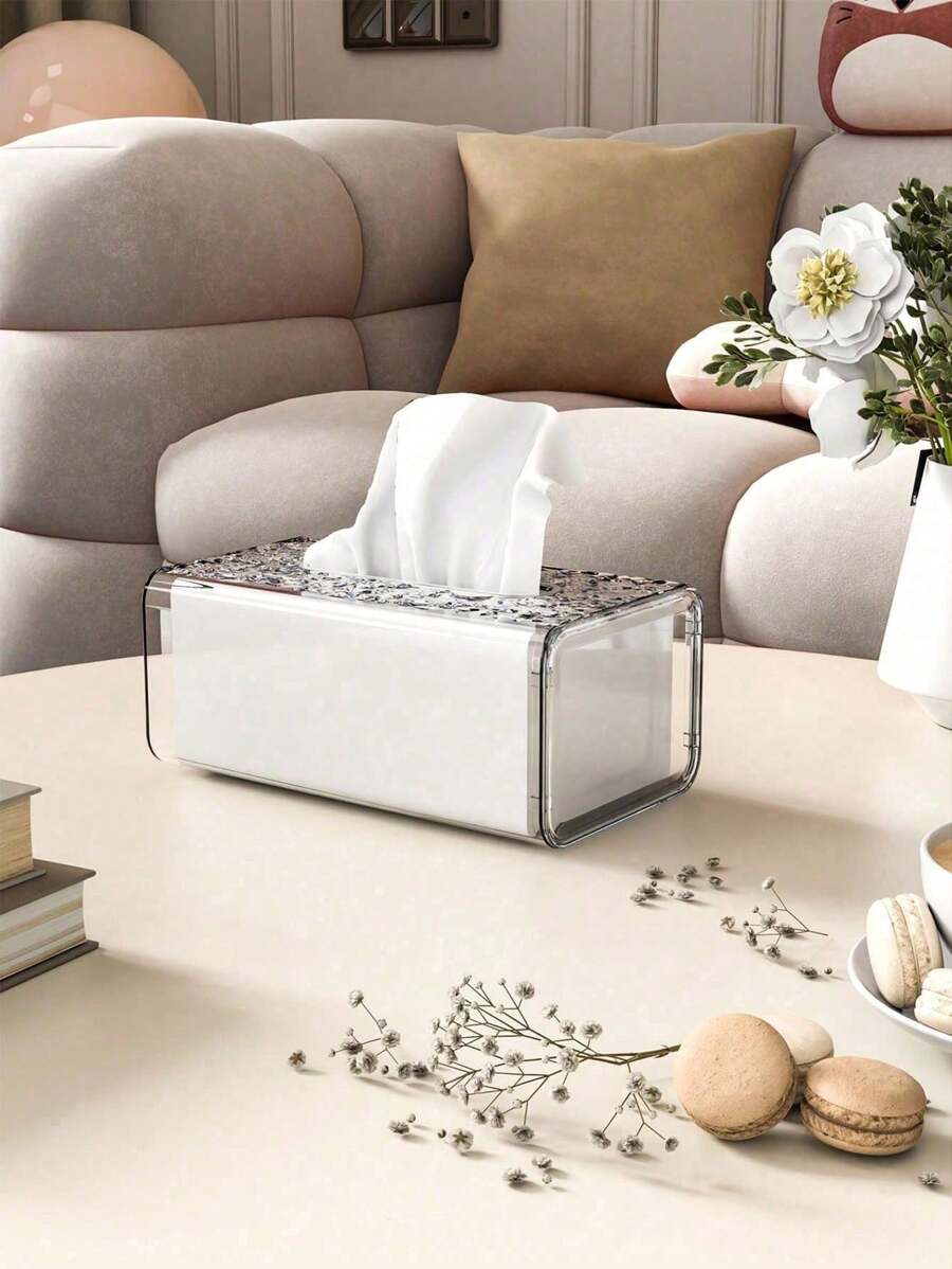 1pc/2pcs Transparent Glacier Pattern Tissue Box, Wall-Mounted Facial Tissue Holder For Kitchen, Bathroom, Toilet, Hanging Tissue Box