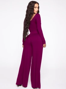 Conjunto Sexy ajustado dos piezas de moda - Púrpura malva - Ver 3