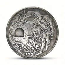 1921 Holy Grail Excalibur Sword Replica Coin Antique Silver-Plated Copper Coin With Exquisite Metalwork - Black and White - View 2