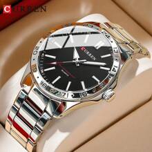 Men's Quartz Watch, Casual Business Style Water Resistant Wrist Watch - Black - View 2