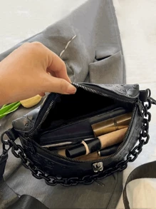 New All-In-One Fashion Chest Bag Retro Personalized Crossbody Bag Korean Version, Y2k Bag, 2000s Fashion Style, Gothic Punk Bag For Women, Vintage Bag For Women , Punk - Black - View 10