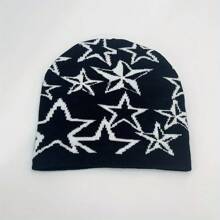 街头 Y2k 无檐便帽，带有字母、星星和针织设计 - 男女通用可爱时尚头饰，2000 年代冬季秋季 - A - 查看 4