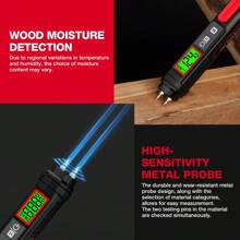 HABOTEST HT67 Mini Wood Moisture Meter Pin Type Digital Moisture Detector Cement Mortar Lime Mortar Gypsum Concrete Moisture Ambient Temperature Humidity With LCD Backlight Display - Black - View 8