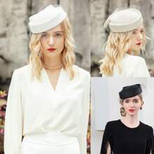 HIMESPORT 2025 Women's Straw Beret Fascinator Hat With Veil & Mesh Detailing - Pillbox Derby Tea Party, Wedding Bride Cocktail Fedora Cap