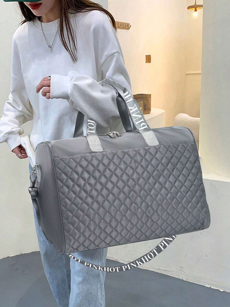 Embroidery Thread Minimalist Gym Bag, Travel Duffel Beach Bag For Summer Travel Essentials For Holiday Summer Accessories For Vacation Travel Organizer Hospital Bag Travel Accessories For Camp Traveling Bag Travelling Organizer Outfit Airport Travel Clothes Travel Stuff Luggage Bag Christmas Gift Ideas Women Girls Xmas Gifts For Mum Birthday Gift Mom Friend Gym Bag Sport Bag Training Pack For Vacation Holiday Thanksgiving Day Thank You Gifts - Grey - View 1