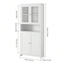 Furchen Credenza Alta per Cucina 190CM, Mobile Dispensa con 4 Armadietti,per Sala da pranzo ,cucina,Soggiorno, Camera, Ufficio  80 x 33 x 190 cm Spedito in 2 pacchi
