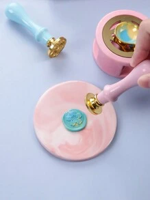 1set Flower Print Stamp Head & Handle, Modern Wax Seal Stamp Set For DIY - Pink - View 9