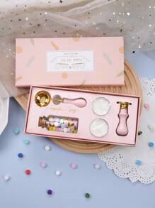 1set Flower Print Stamp Head & Handle, Modern Wax Seal Stamp Set For DIY - Pink - View 3