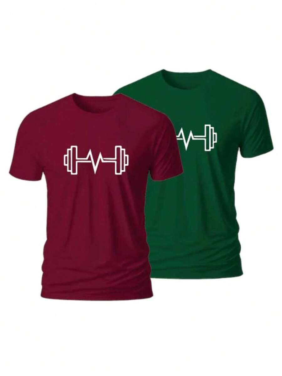 Men T-Shirts - 紫紅色 - 查看 1