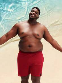 Men Plus Size Shorts - Red - View 2