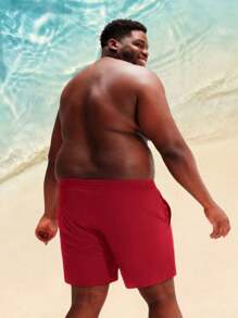 Men Plus Size Shorts - Red - View 3