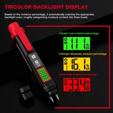 HABOTEST HT67 Mini Wood Moisture Meter Pin Type Digital Moisture Detector Cement Mortar Lime Mortar Gypsum Concrete Moisture Ambient Temperature Humidity With LCD Backlight Display - Black - View 2