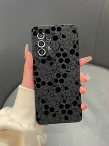 1pc Tpu Matte Eye & Black Flower Pattern Printed Phone Case Compatible With Apple, Compatible With Samsung, Compatible With Xiaomi, Compatible With Huawei, Compatible With Oppo,International Version, Not The Domestic Version - Multicolor - View 1