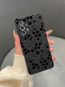 1pc Tpu Matte Eye & Black Flower Pattern Printed Phone Case Compatible With Apple, Compatible With Samsung, Compatible With Xiaomi, Compatible With Huawei, Compatible With Oppo,International Version, Not The Domestic Version - Multicolor - View 2