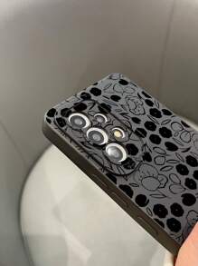 1pc Tpu Matte Eye & Black Flower Pattern Printed Phone Case Compatible With Apple, Compatible With Samsung, Compatible With Xiaomi, Compatible With Huawei, Compatible With Oppo,International Version, Not The Domestic Version - Multicolor - View 3