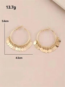 1 对圆盘吊坠耳环时尚几何圆形吊坠大号环形耳环适合女性性感造型