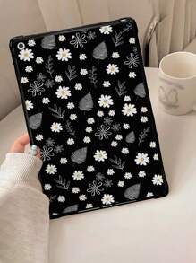 Floral White Flower Illustration Anti-Fall Tablet Case Compatible With IPad - Multicolor - View 1