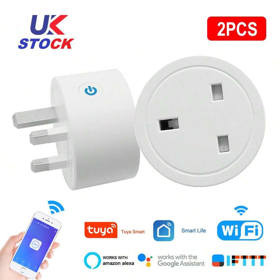 2Pcs Smart Power Switch WIFI Plug Socket Timer Alexa APP Control - White - View 1