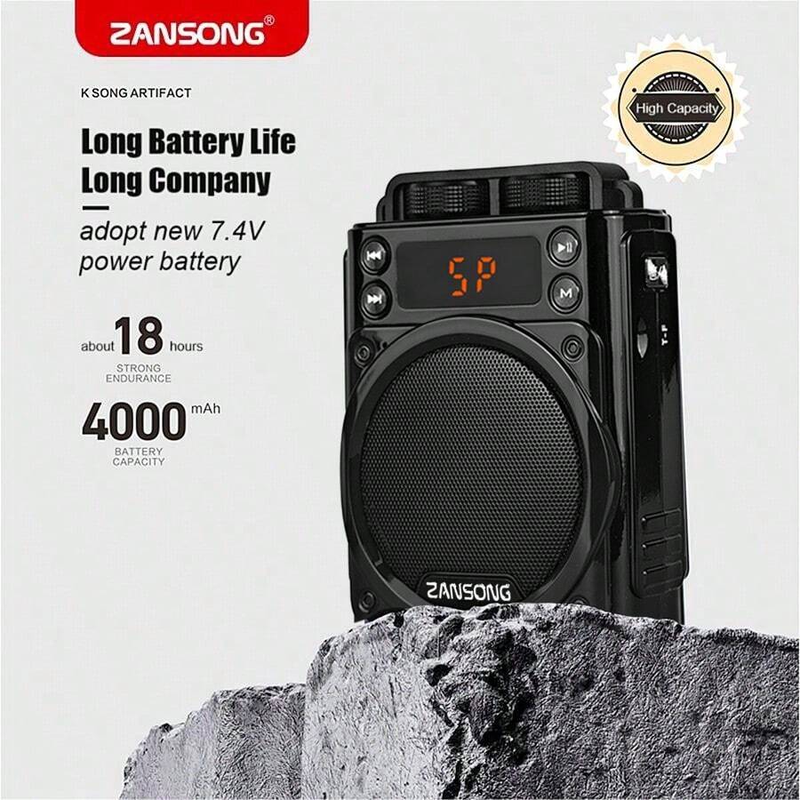ZANSONG Professional Acoustic Wireless Voice Amplifier With Microphone - Black - View 1