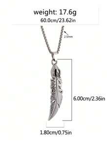 1 Stück 2025 Neuer Vintage-Stil Feder Anhänger Halskette, Edelstahl Kette Anhänger, Unisex Mode Schmuck Geschenk für Weihnachten, Geburtstag, Alltagstragen
